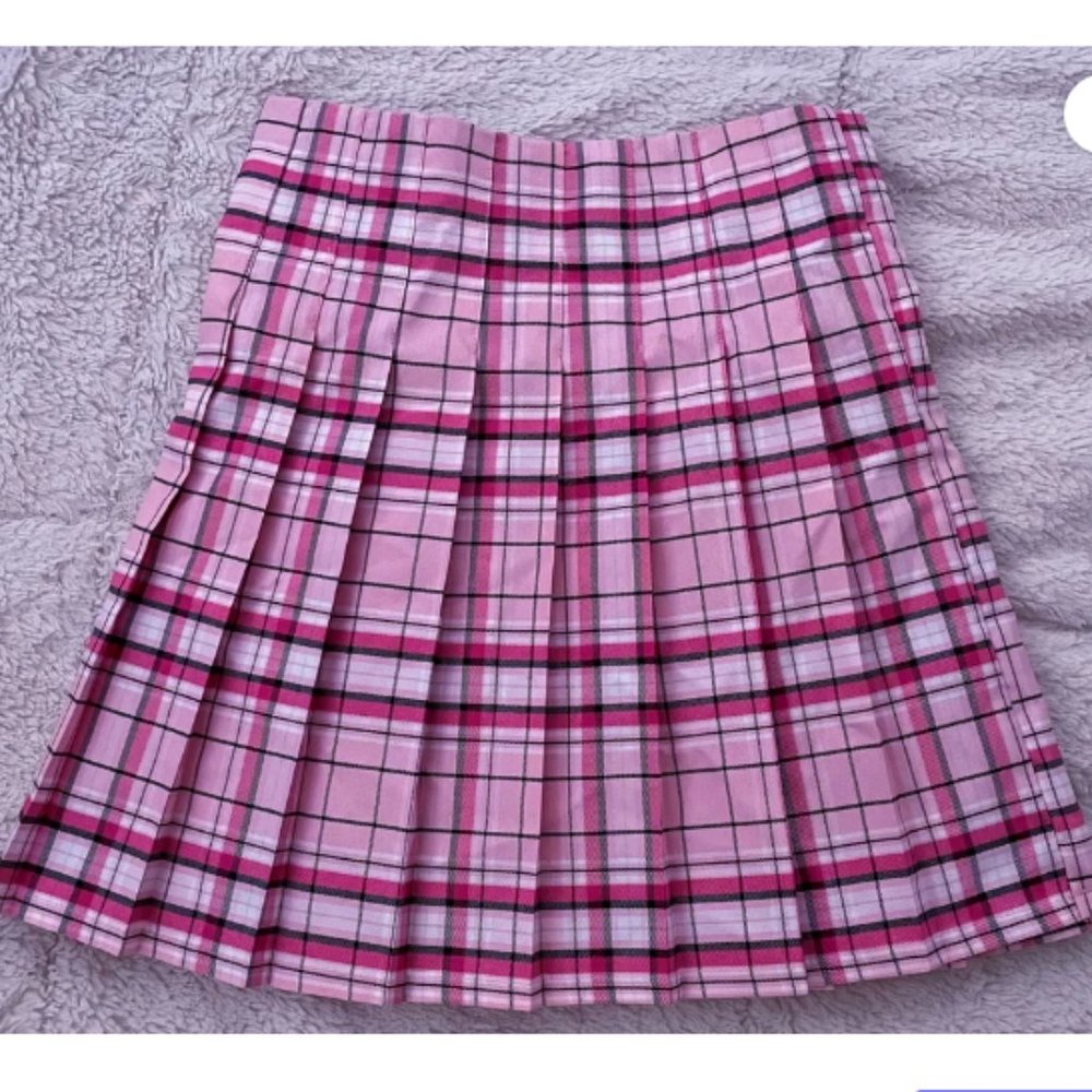 Womens Pink Plaid Tennis Skirt